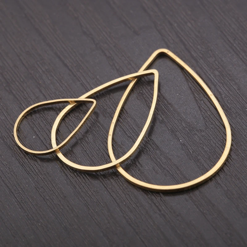 50pcs Raw Brass Teardrop Earrings Connectors Geometric Circle Resin Frame Linker Charms For Diy Drop Earrings Jewelry Making