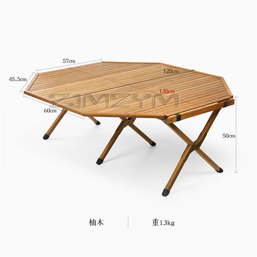 Outdoor octagonal picnic table self driving camping picnic folding solid wood table black walnut table