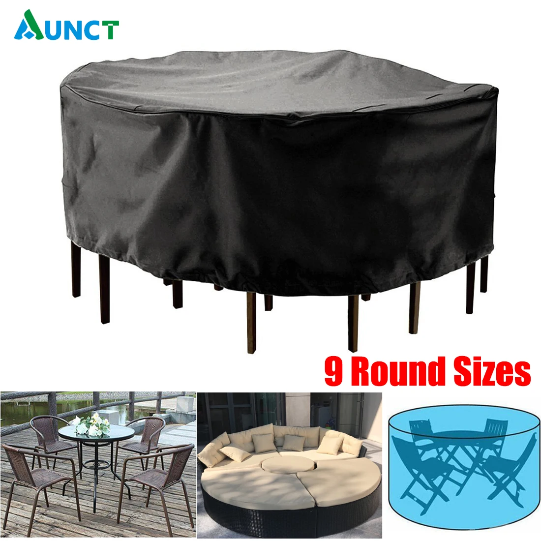 Outdoor Garden Furniture Cover Waterproof Round Table Cover Wicker Bed Sofa Protection Garden Patio Rain Snow Dustproof Covers