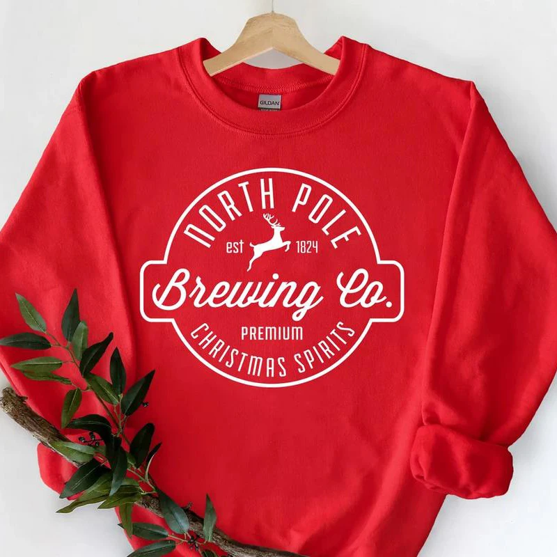 North Pole Brewing Co Sweatshirt Premium Christmas Spirit Shirt Christmas Sweatshirt Brewing Co Sweatshirt Christmas Graphic Tee