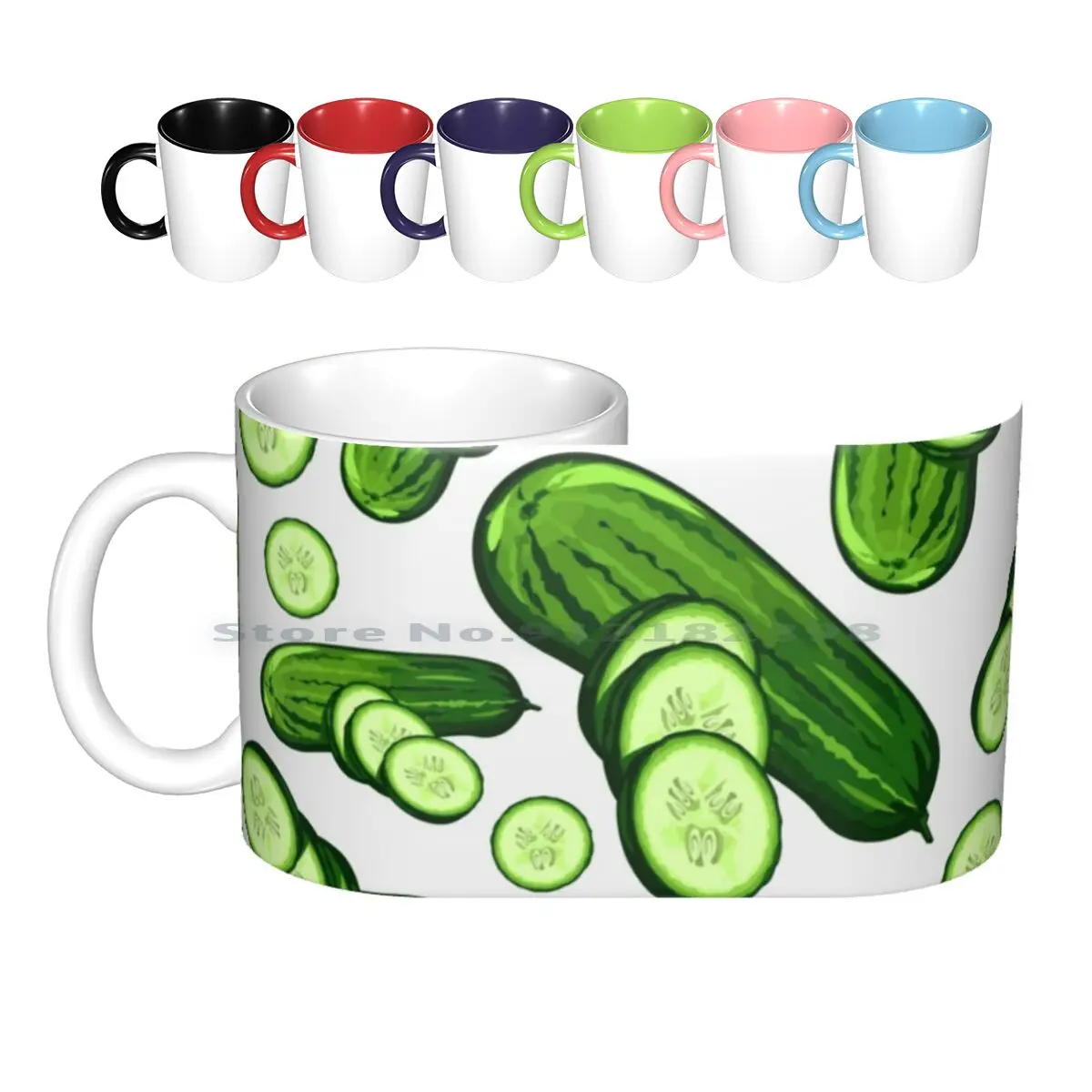 Veggiephile-Cucumbers Ceramic Mugs Coffee Cups Milk Tea Mug 3d Abstract Multi Coloured Multi Trendy Hipster Background Vibrant