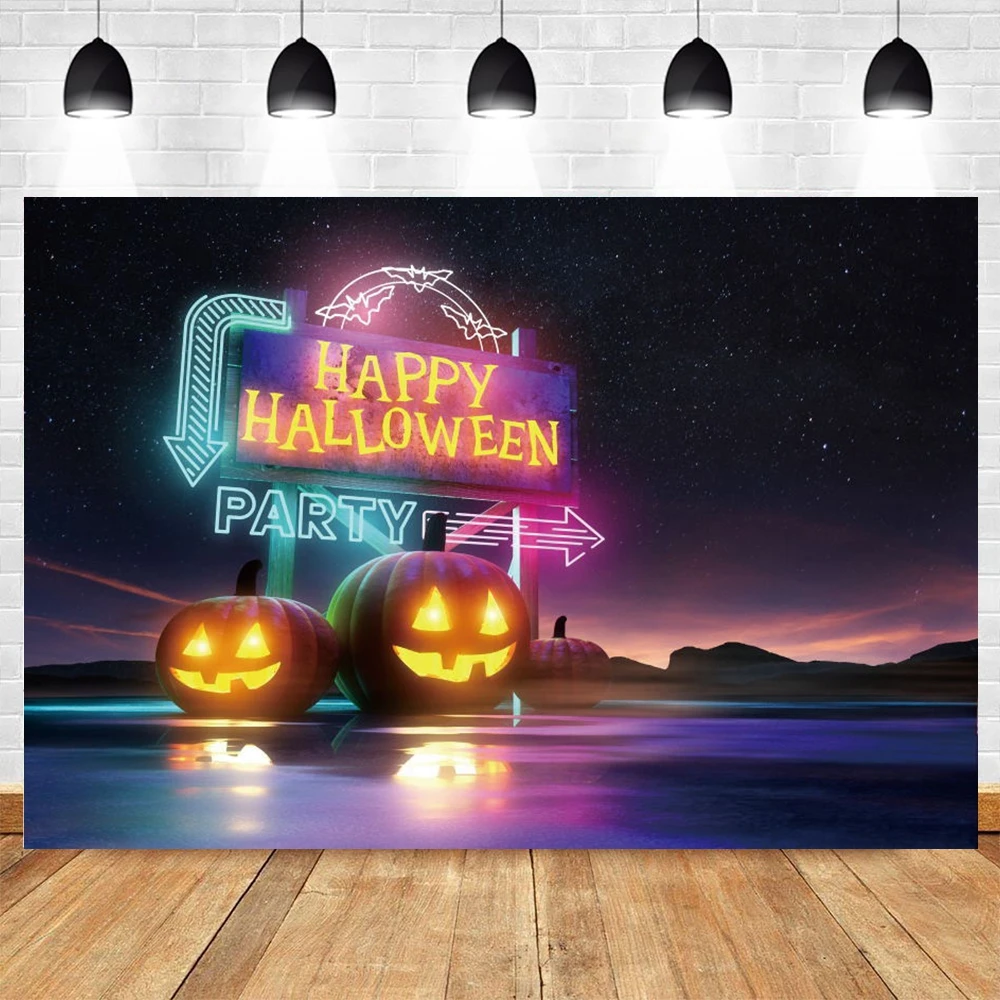 

Yeele Halloween Backdrop Starry Sky Pumpkin Lantern Sunset Color Floor Background Photography Photocall Photo Studio Photophone