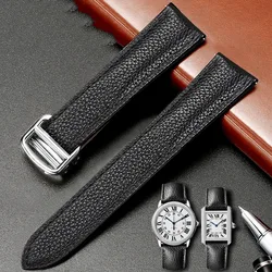 Watchband For Cartier TANk SOLO RONDE DE Watch Strap Accessories Men Lady 1：1Genuine Leather Bracelet Belt with Deployant Clasp