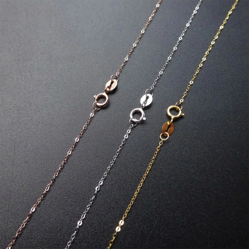 Sinya Hot Sale Promotion 18k Au750 Gold Necklace Clavicle Shine O Chain High Luster Good Quality for Women Ladies Girl DIY Use