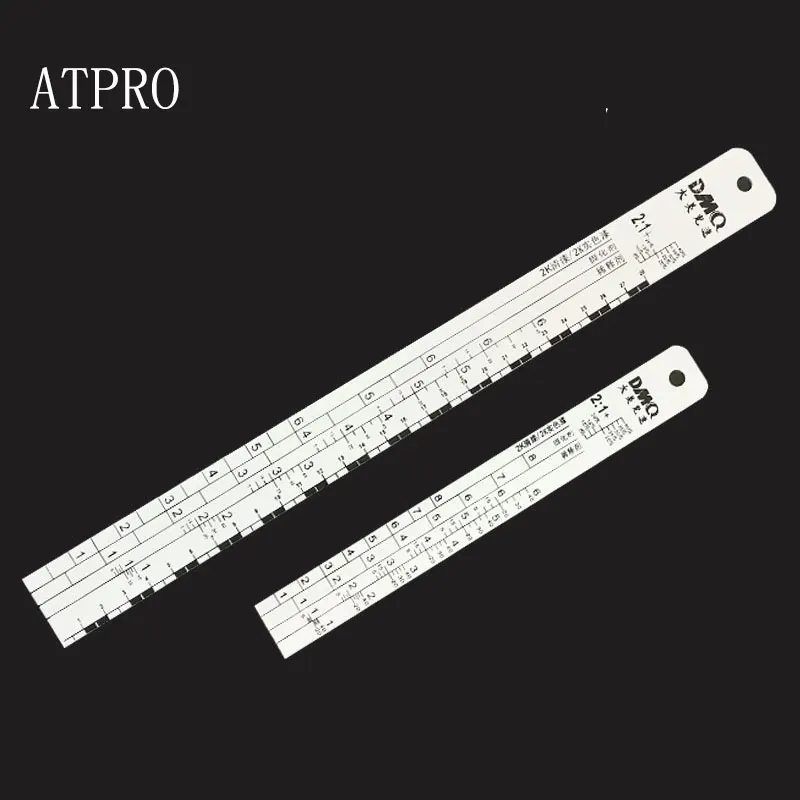 ATPRO Solvent-Resistant Never Rusting Aluminum Paint Mixing Ruler With Scale Bar Automotive Paint Use Spray Painting Tools