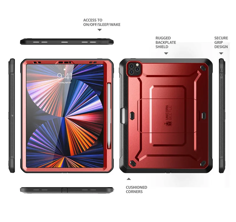 SUPCASE For iPad Pro 12.9 Case (2022/2021/2020) UB Pro Full-Body Rugged Kickstand Protective Case with Built-in Screen Protector