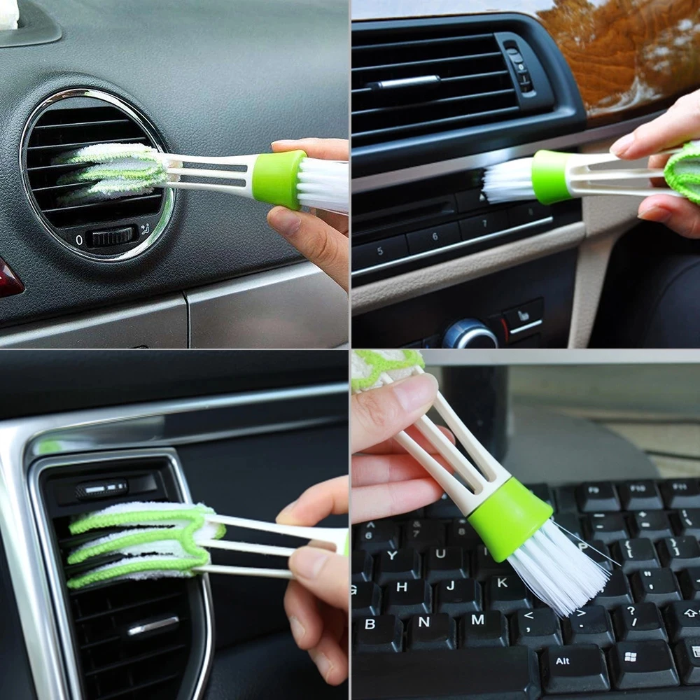 1Pcs Car Air-Condition Vent Outlet Cleaner Brush Auto Keyboard Dust Computer Clean Tool Double Ended Blinds Dirt Duster Brush