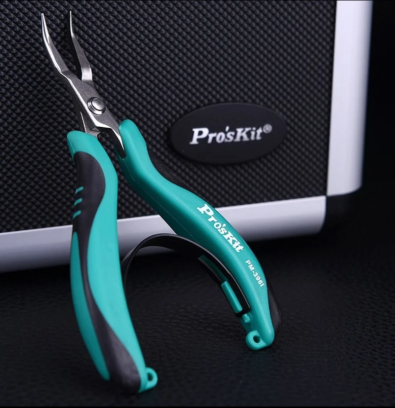 Proskit PM-396I Curved-nose pliers AISI 420 stainless steel, corrosion-resistant, suitable for electronics, jewelry, handicrafts