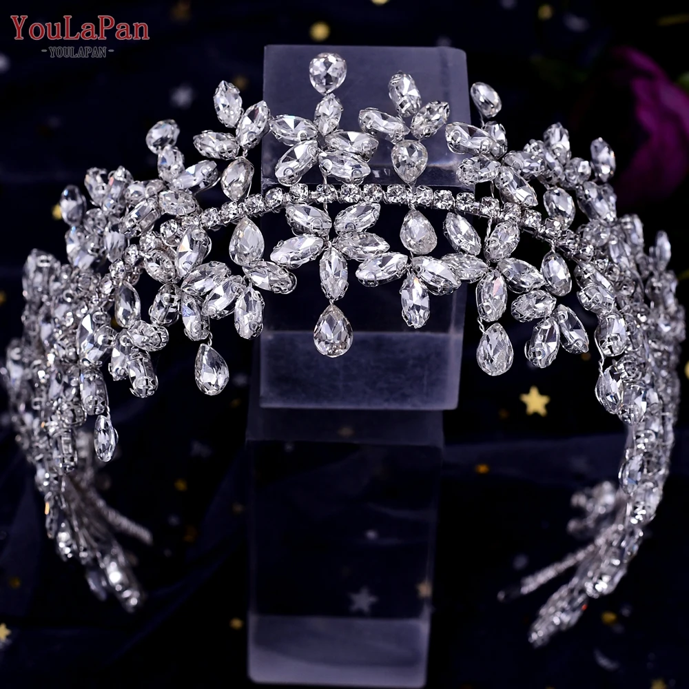 TOPQUEEN Wedding Headband Bridal Headdresses Bridesmaid Hair Hoop Women Tiara Rhinestone Baroque Bride Hair Accessories HP404