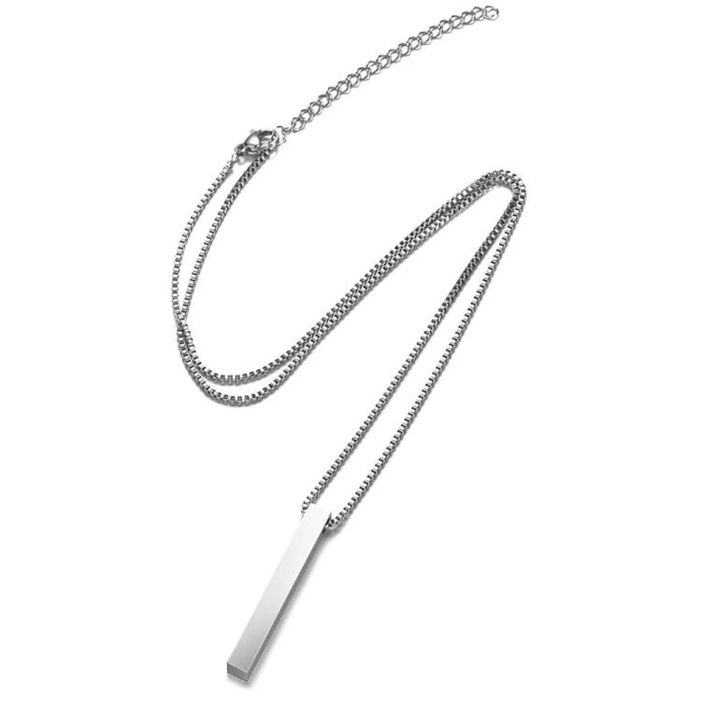 

10pcs/lot Mirror Polish Stainless Steel 5*40mm Blank Bar Pendant Box Chain Necklace Jewelry 3 Colors