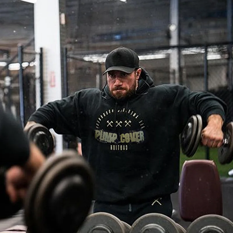 Abrigo holgado de lana para hombre, sudaderas con capucha para gimnasio de lana, jerséis informales para culturismo y Fitness, Invierno