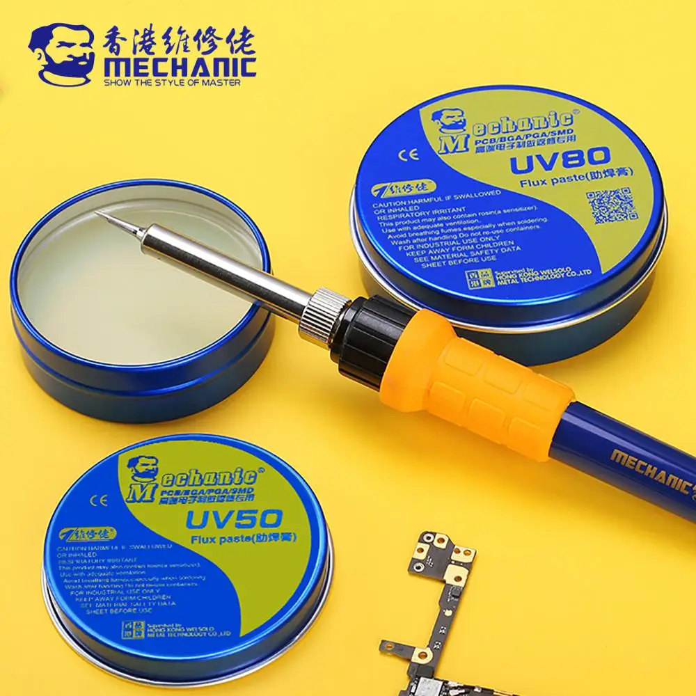 MECHANIC UV Series Mild Rosin Halogen-Free Lead-Free Solder Flux No-Clean Soldering Flux Paste For PCB BGA SMD SMT Board Repair