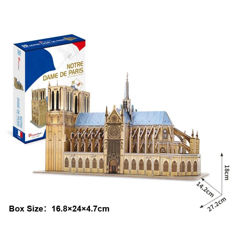 Нотр-Дам де Пари 3D модель бумажной головоломки DIY игрушечный мир отличная архитектура для мальчиков и девочек подарок на день рождения, Рождество, 1 шт.
