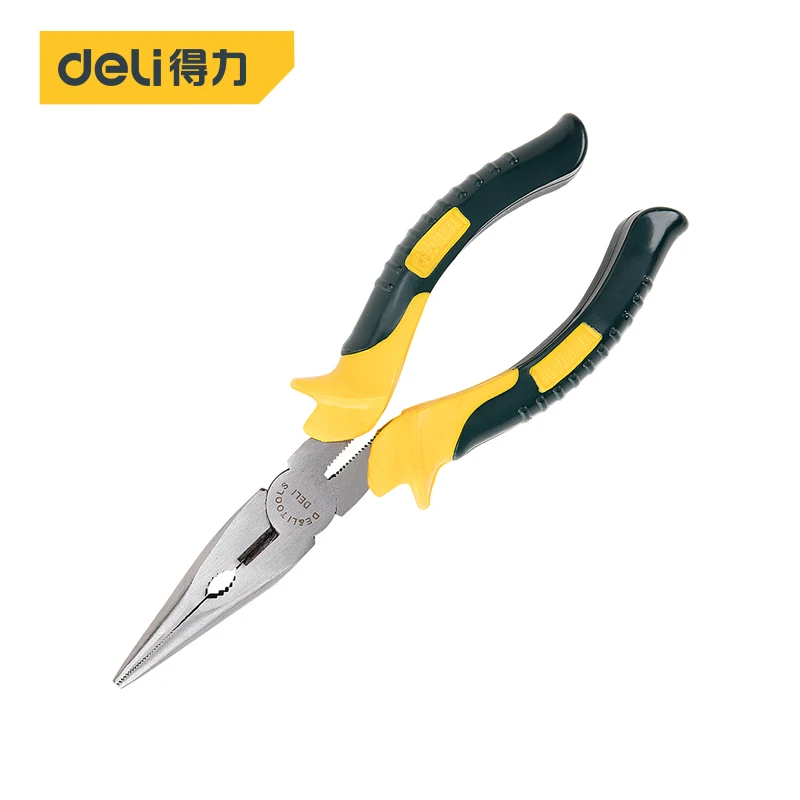 

deli Long Nose Pliers Needle Pliers Electrical Wire Stripper Cable Crimping Tool Insulated Professional High-carbon Steel Tools