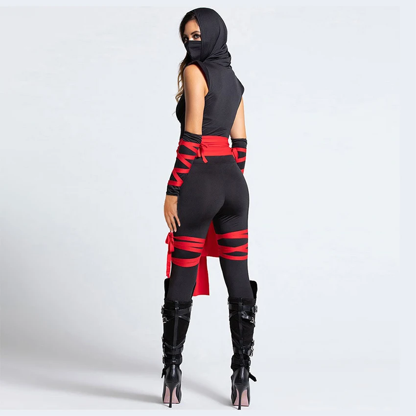 Disfraz de Ninja Sexy de Los juegos japoneses para mujer, disfraz de Anime para Halloween, Catsuit, vestido de fiesta de lujo para adultos, Sudadera con capucha, medias de fantasía