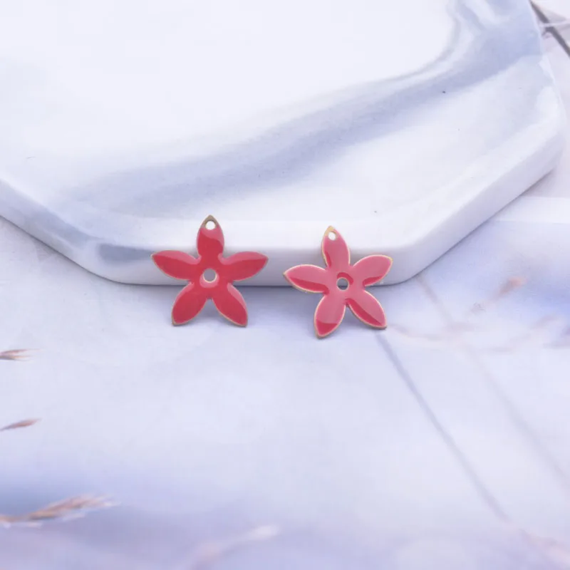 30 Stück 15mm Doppelseitige Emaille-Blumenanhänger Kupfer-Emaille-Anhänger DIY Ohrring Schmuckzubehör – Detail 8