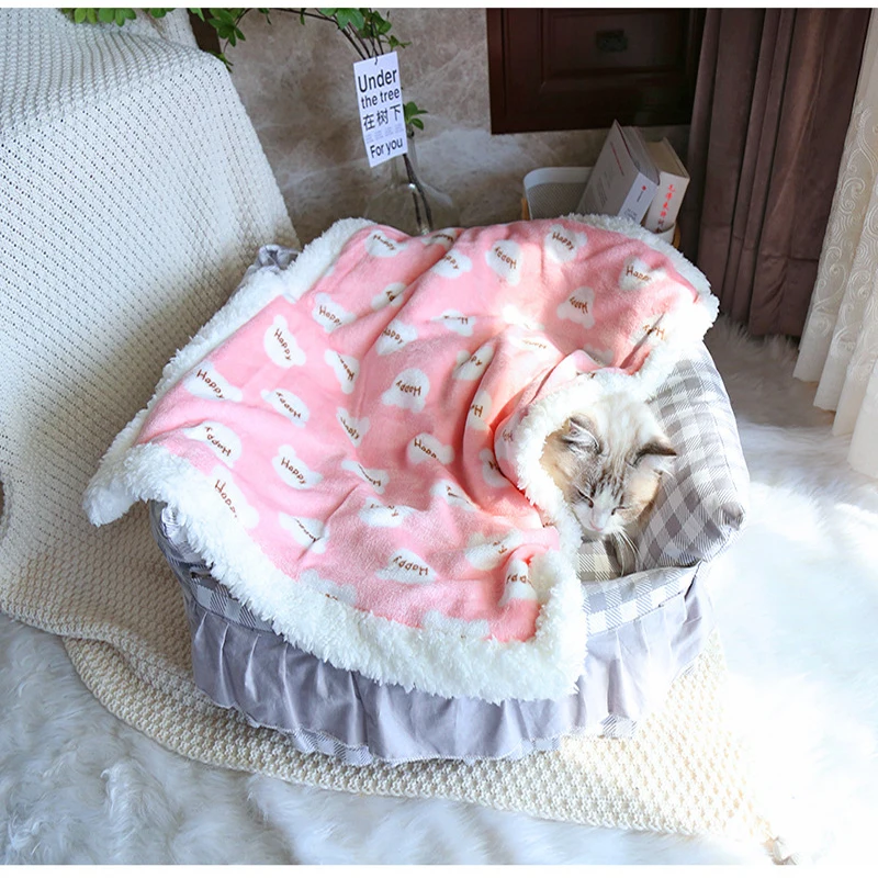 Optics Smile Lamb Pet Blanket, Soft Glutnel, Coussin pour chat et chien, Garder au chaud, Couverture de couchage, Hiver, Coussin pour animaux de compagnie