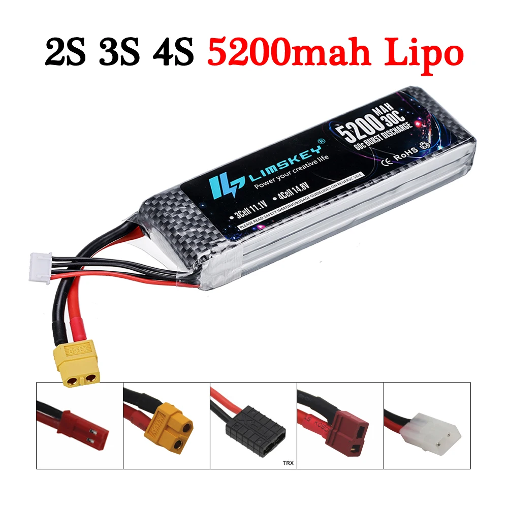 RC Đồ Chơi Mô Hình 7.4V 11.1V 14.8V 5200Mah Pin Lipo Cho RC Máy Bay Không Người Lái Xe Ô Tô thuyền Chi Tiết Đồ Chơi 2S 3S 4S Pin