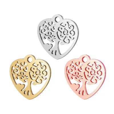 

20pcs Stainless steel life tree pendant DIY jewelry accessories peach heart small tree pendant