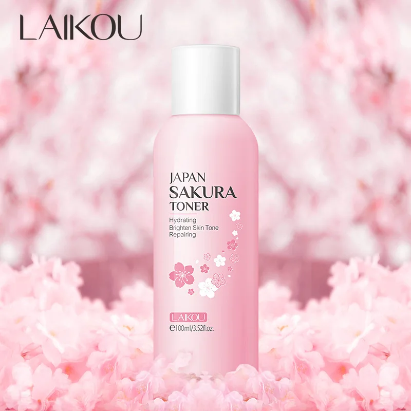 LAIKOU Cherry Blossoms Face Tonic Deep Moisturizing Oil-control Shrink Pores Makeup Water Skin Care Sakura Toner 100ml