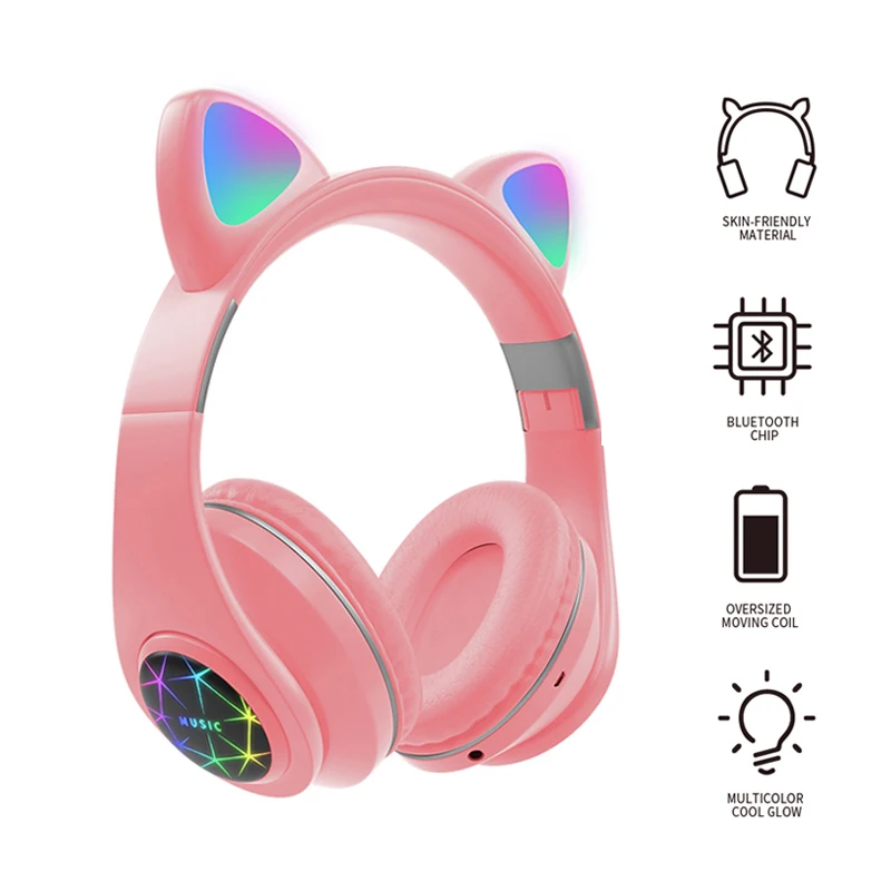 Cat Ears Wireless Headphones Music Stereo Bluetooth Headphone With Mic Children Daughter Gamer Headset Earphones Kid Girl Gifts