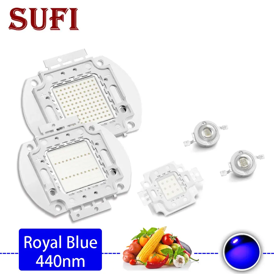 

LED Chip Royal Blue 440NM 460NM 1W 3W 5W 10W 20W 30W 50W 100W Light Beads Integrated COB Lamp Grow Chip For DIY Grow Lamp