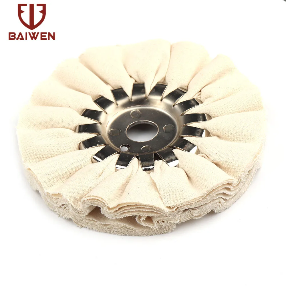 5" Cotton Airway Buffing Wheel Polishing Pad 125mm Cloth Wheel Disc 16 Plys With Iron Center Abrasive Tool 16mm Bore