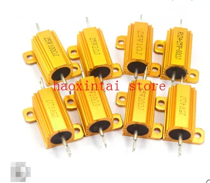 1PCS Gold aluminum shell high power resistor RX24-25W 1 2 3 5 10 20 50 100 R Europe