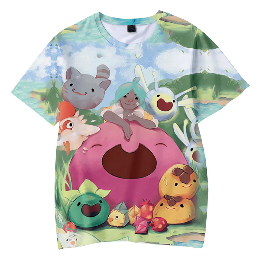 Anime Slime Rancher Tshirt O-Neck Women Men Tshirt Summer Short Sleeve Harajuku Streetwear Simulation Game Kawaii Kids Clothes