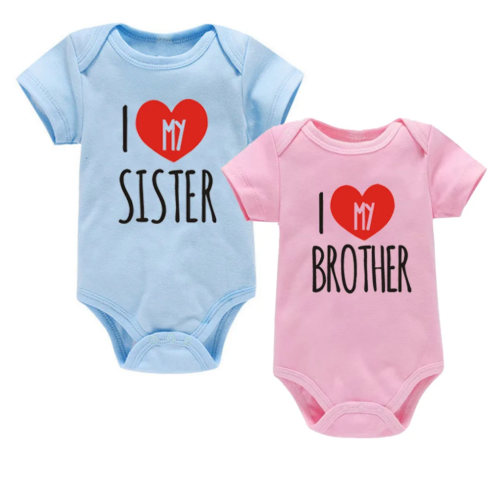 

New I Love My Sister Brother Baby Bodysuit Soft Cotton Baby Girl Clothes Newborn Baby Romper Outfits Body Baby Onesies Wear