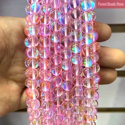 Pink Austria Crystal Round Beads Synthesis Glitter Moon Stone 15