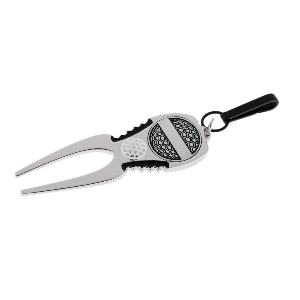 

Multi-functional Zinc Alloy Magnetic Ball Mark Pitch Repairer Non-slip Solid Golf Divot Tool with Clip for Golf Bags Carts