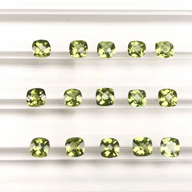 VANTJ Natural Peridot Loose Gemstone Top Quality Square Cut for Silver Gold Women Jewelry Random Delivery