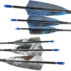 Archery Carbon Arrows Spine 400 500 600 700 800 900 1000 ID4.2 Shafts Turkey Feather Compound Recurve Bow Longbow Hunting 12PCS