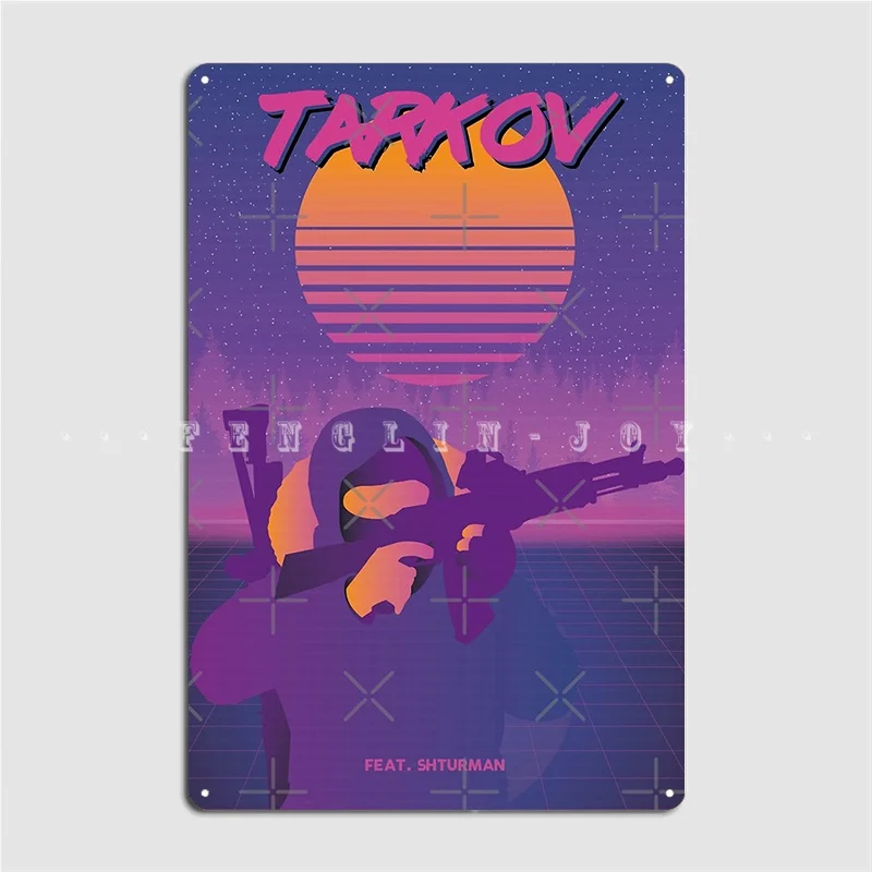 Shturman Synthwave Edition Escape From Tarkov Metal Sign Cinema Garage Party Design Plaques Tin Sign Poster