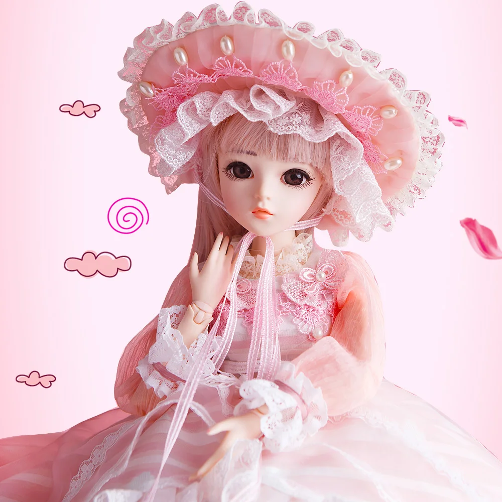 UCanaan 1/3 BJD Doll 60CM 18 Ball Joints Dolls With Full Outfits Wig Dress Shoes Makeup Dress UP Toys For Girls Best Gifts