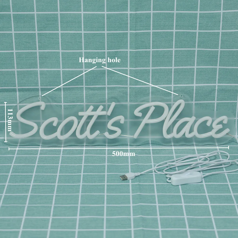 Scott's Place LED Neon Sign Light USB Powered Flexible Room Decor Visual Art Bar Party Night Lamp Hanging Design