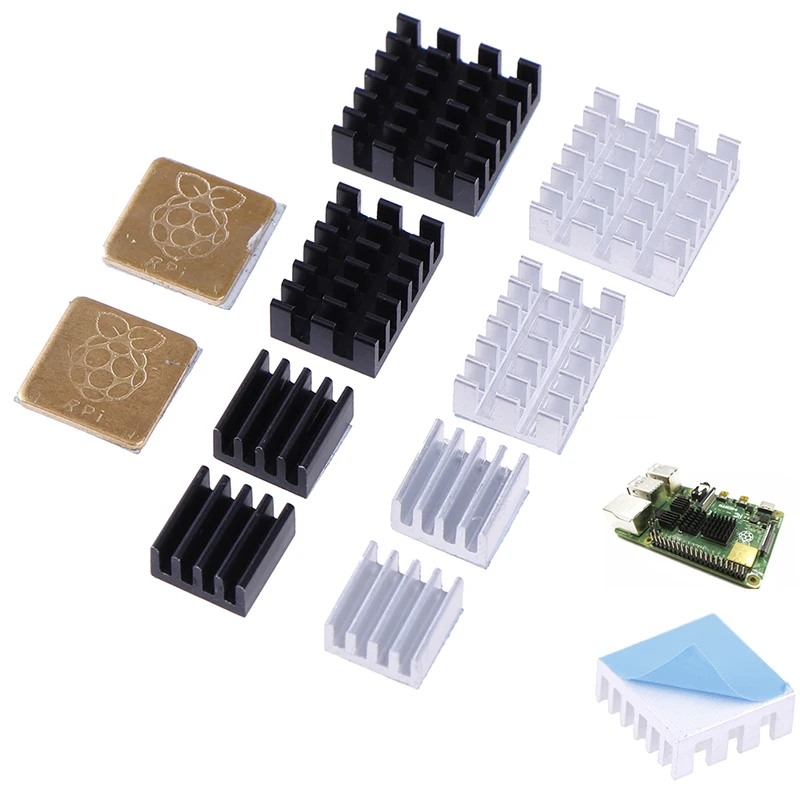 5 pces para raspberry pi 2/3/4 3b + 4b alumínio dissipador de calor radiador cooler kit