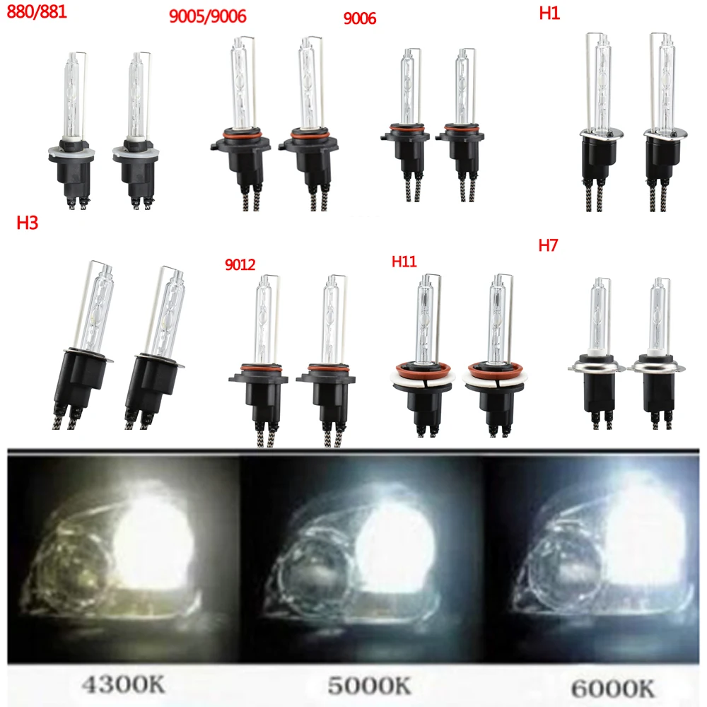 2Pcs High quality hernia lamps of various types H1 H3 H7 H27/881H27/880 H11 9005 HB3 9006 HB4 Headlight 4300K 5000K 6000K Lamp