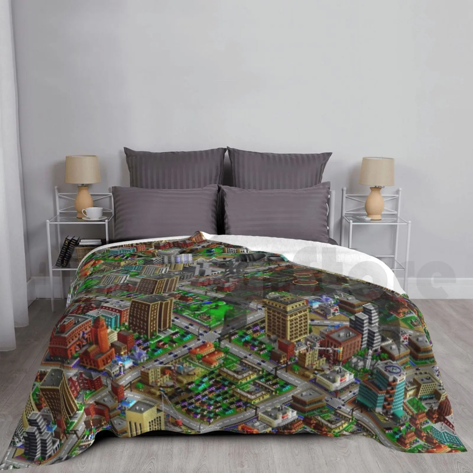 

Simcity 2000, одеяло без логотипа, сим-город, масштабирование-Hd (высокая контрастность) для дивана, кровати, путешествия, сим-город, сим-город