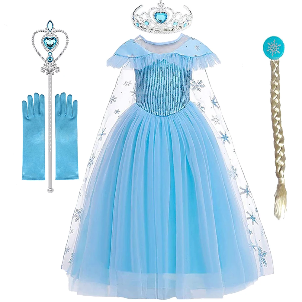 Birthday Party Princess Dress Elsa Girl Clothing Summer Fancy Anna Dresses Snow Queen Vestido Kids Cosplay Children's Costumes