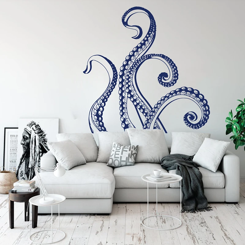 Kraken Octopus Tentacles Wall Sticker Bathroom Toilet Ocean Sea Animal Octopus Wall Decal Kids Room Bedroom Vinyl Home Decor