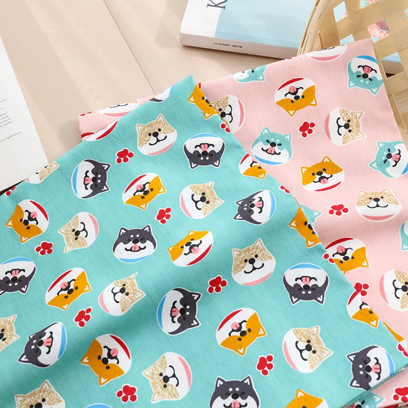 

Puppy Dog Cotton Printed Fabric 100% Kids Cartoon Sewing Fabric Bedding Home Textile Material Cartoon Shiba Inu Corgi P17