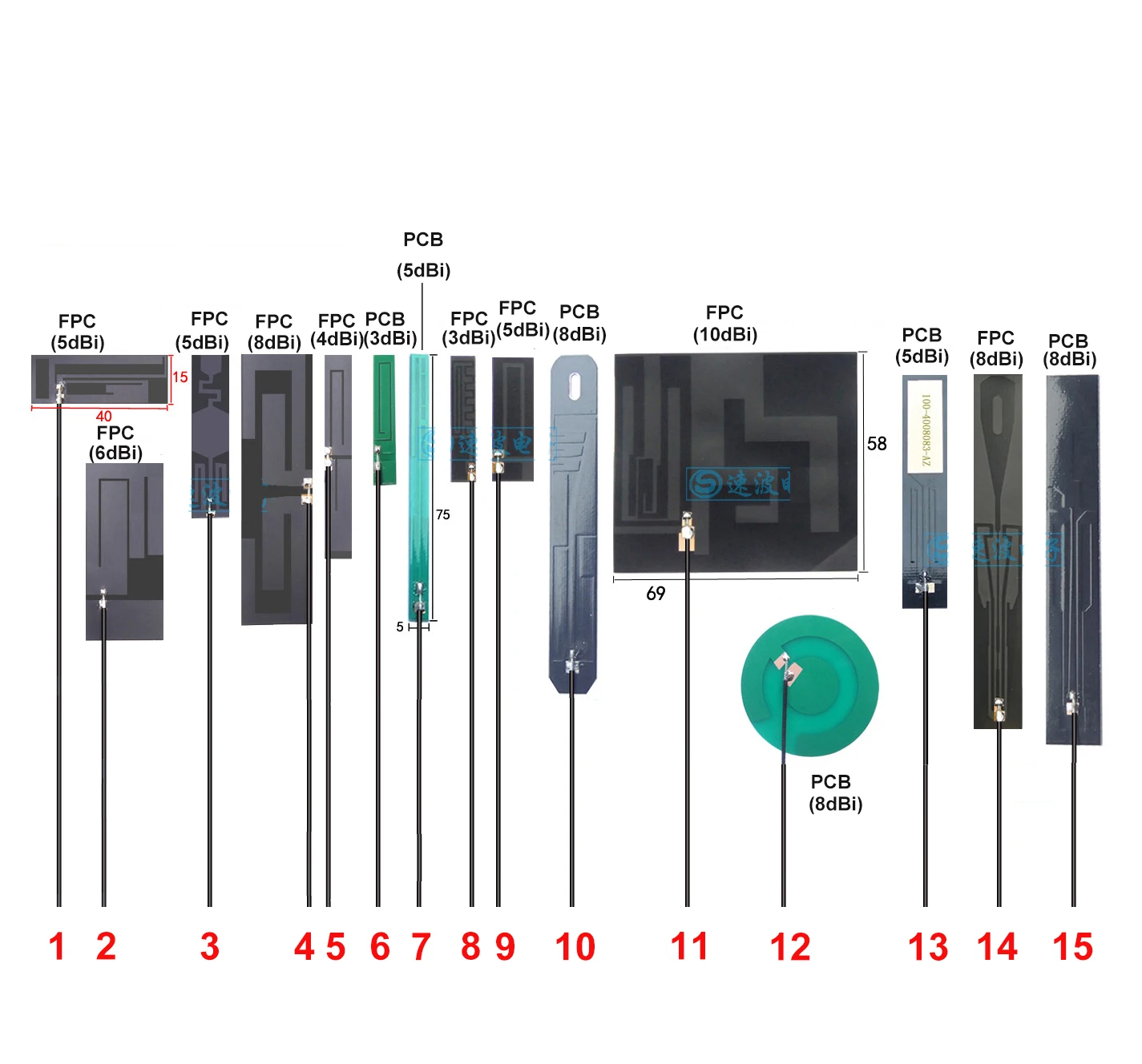 2pcs GSM 2G 3G 4G LTE GPRS NB iot 안테나 내부 PCB FPC 유연한 높은 이득 SMA 남성 SMA-J 30cm 700-2700Mhz