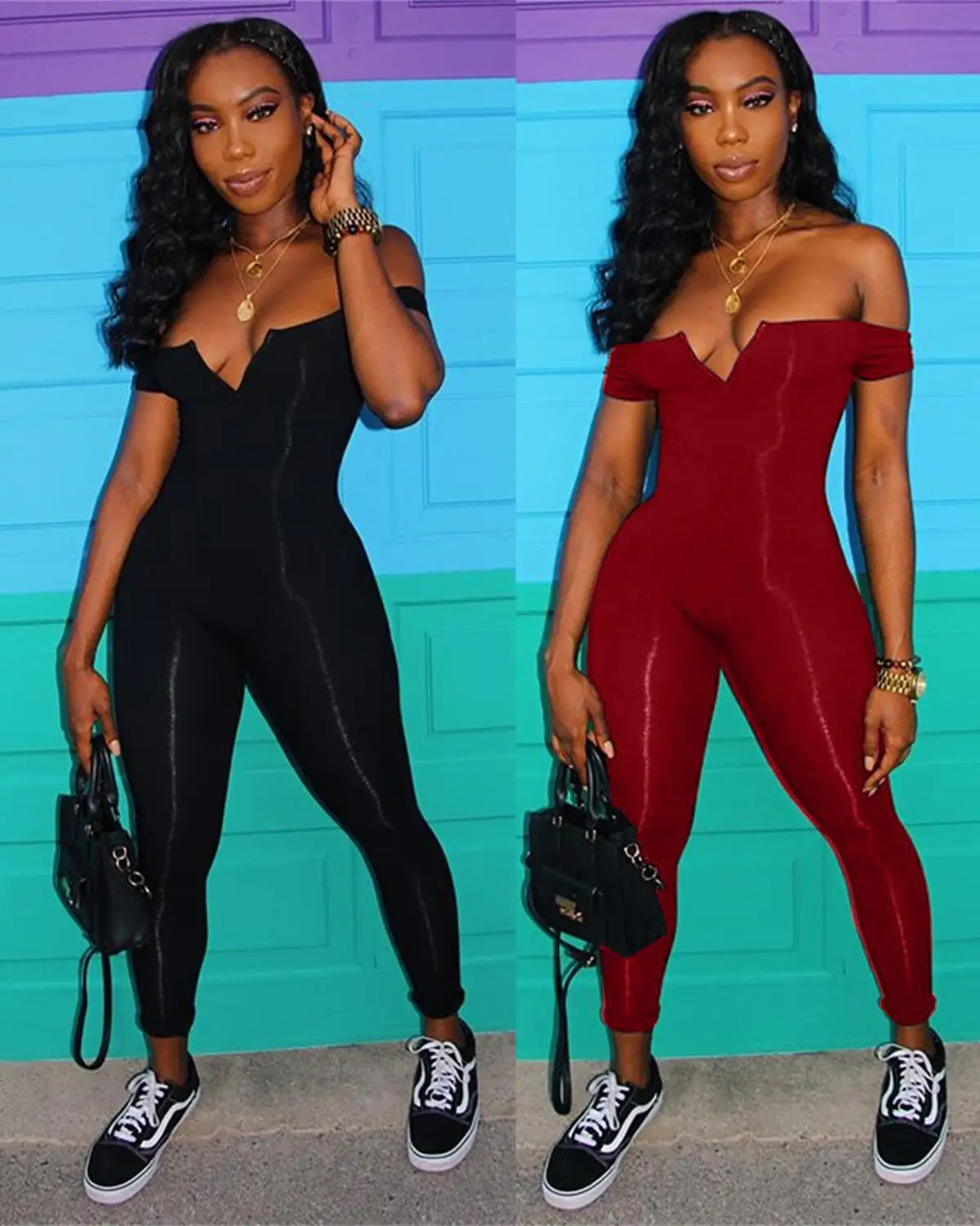 

BKLD Black Sexy Bodycon Jumpsuit Romper Sleeveless Women V-Neck Sexy Off The Shoulder Bodysuits Clubwear 2023 Elegant Jumpsuits