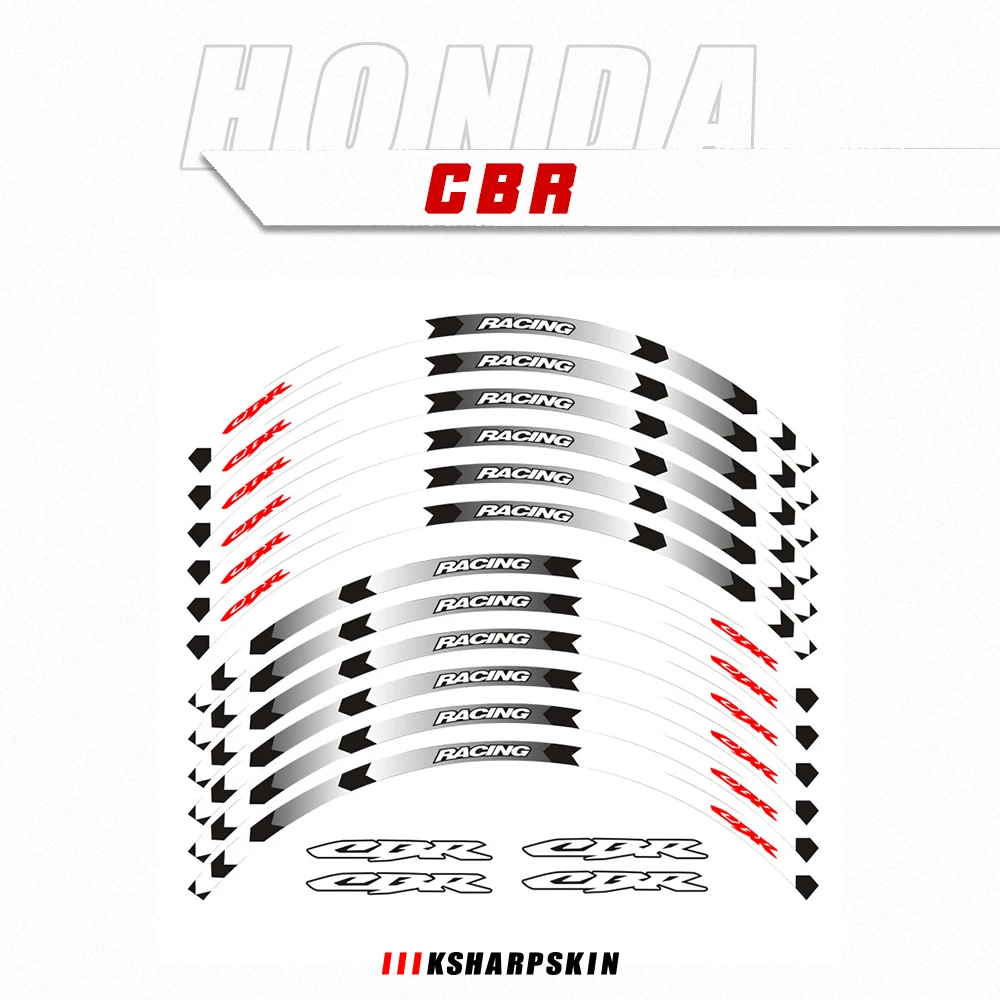 

Motorcycle Outer rim stickers wheels film border reflective decals tire decoration sticker For Honda CBR 250 300 400 500 600
