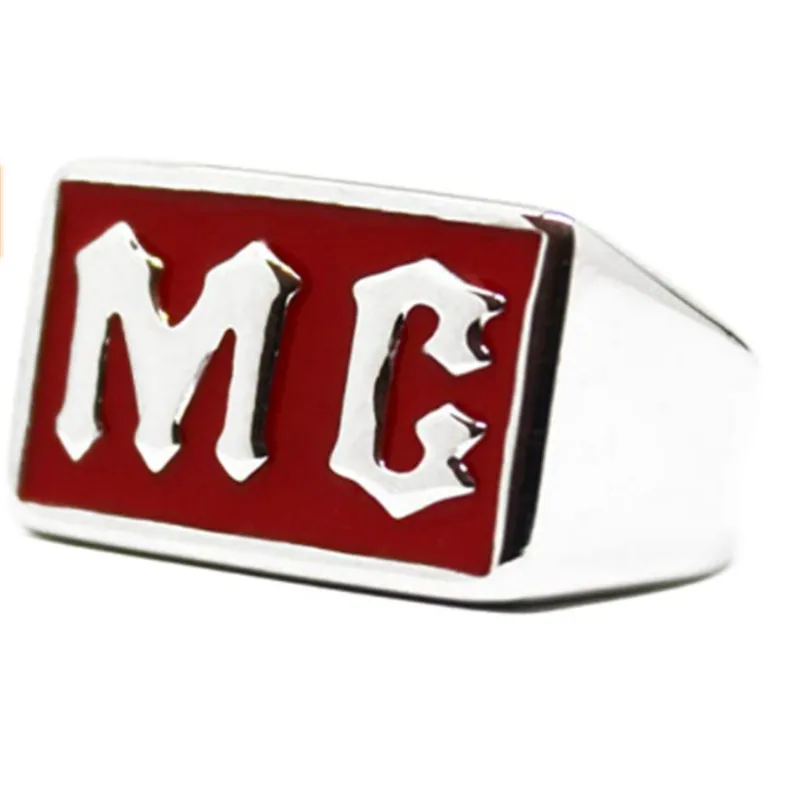 Motorcycle Club Solid Ring For Man 316L Stainless Steel Jewelry Color Biker Style MC Ring Size 7-15