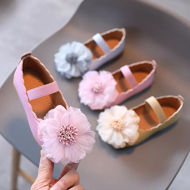 New Children Flat Shoes Flower soft soled Princess Shoes for Little Girls Kids Leather Shoes For Dance chaussure fille 1-7T