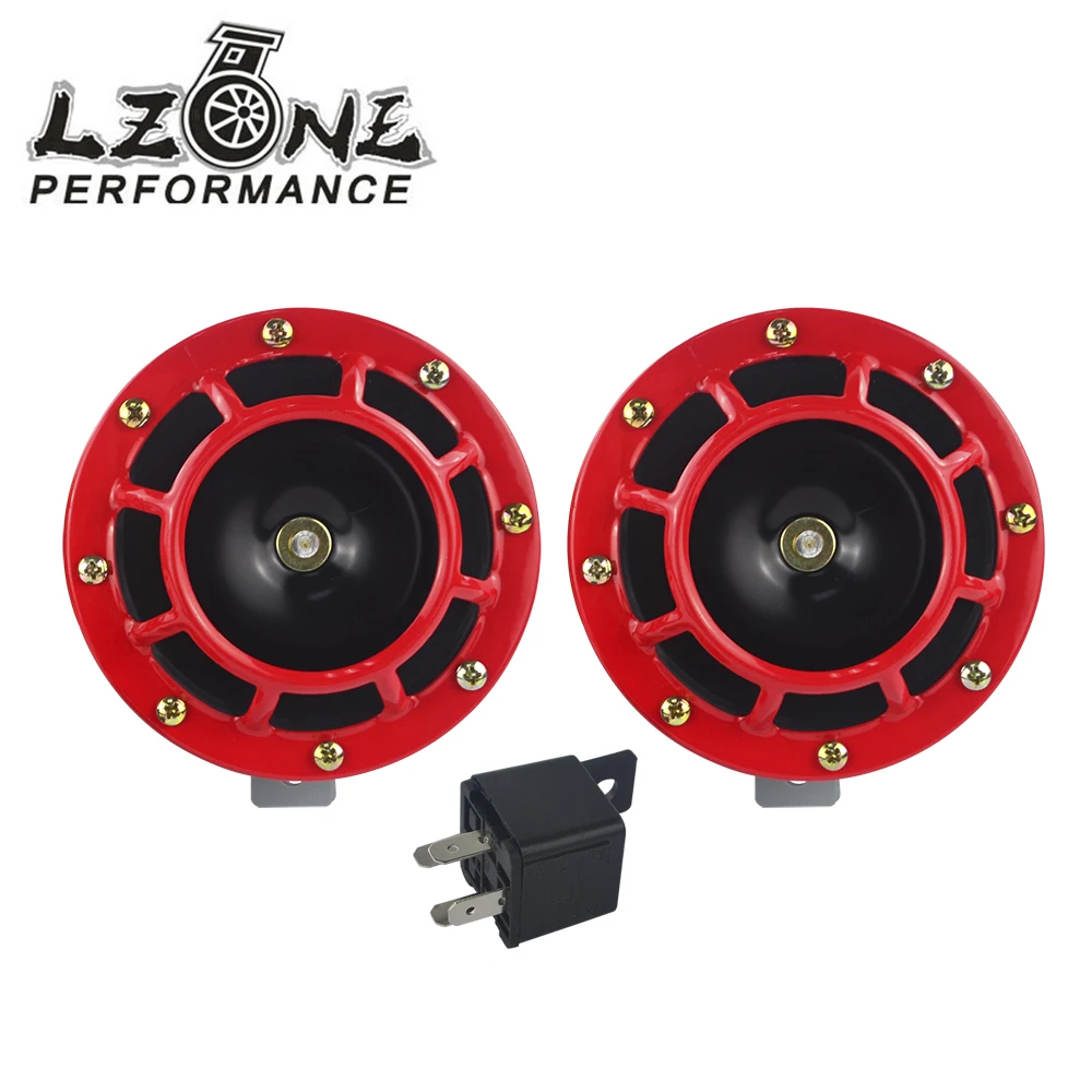 LZONE - 2pcs 12v 115DB Super Loud Compact Electric Blast Tone Air Horn Kit For Motorcycle and Car JR-LB31