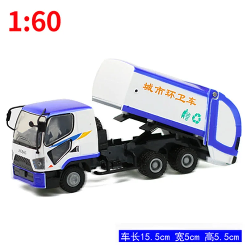 1/60 Mixer Cement Garbage Truck City Cleaning Transportation Diecast Alloy Model Construction Vehicle Toy Fans Gift Collection